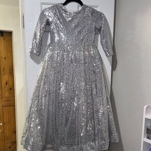 Amazon Silver Sequin Kids Formal Dress